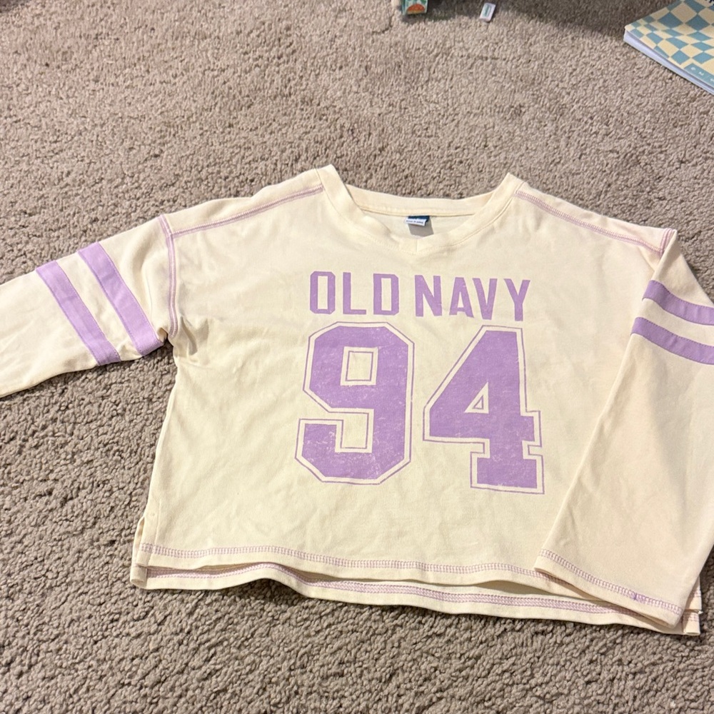 Old Navy Kids Long Sleeve Tee in Cream and Purple